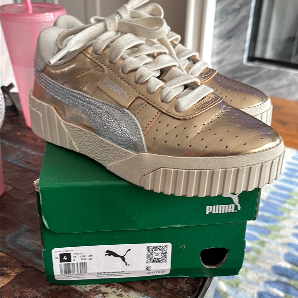 Puma Cali Mixed Metals Gold and Silver Sneakers